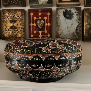 Vintage Hand Painted Indonesian Covered Basket Box‎
